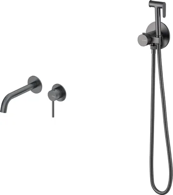 Гигиенический душ со смесителем Oliveeka OL-829909+88869017-BGM (матовый оружейный металл)