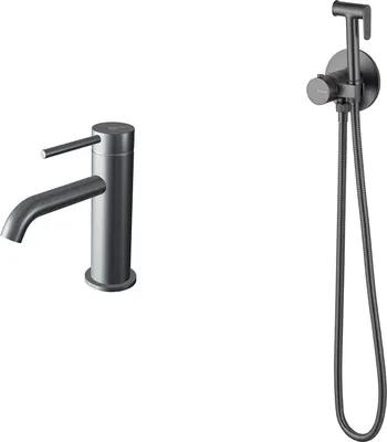 Гигиенический душ со смесителем Oliveeka OL-829902+88139017-BGM (матовый оружейный металл)