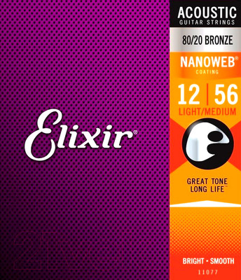 Струны для акустической гитары Elixir Strings 11077 / 12-56
