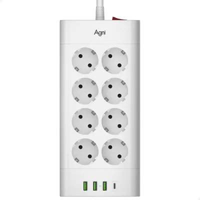 Сетевой фильтр Agni TP-FA4U8E-C-2m-white (2м, 8 розеток, белый)
