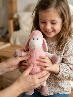 Мягкая игрушка BelToys Барашек в шапке (букле розовый/пудра)