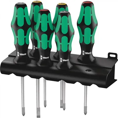 Набор отверток WERA 335/350/355/6 Kraftform Plus Lasertip + подставка / 05105622001