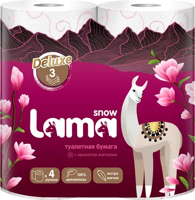 Туалетная бумага Snow Lama с ароматом магнолия 3 слоя (4рул)
