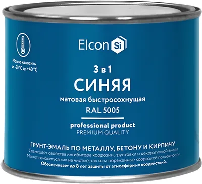 Грунт-эмаль Elcon По ржавчине 3в1 (400г, матовый синий)