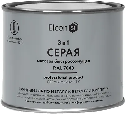 Грунт-эмаль Elcon По ржавчине 3в1 (400г, матовый серый)