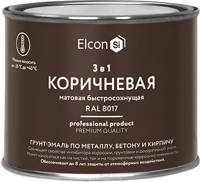 Грунт-эмаль Elcon По ржавчине 3в1 (400г, матовый коричневый)