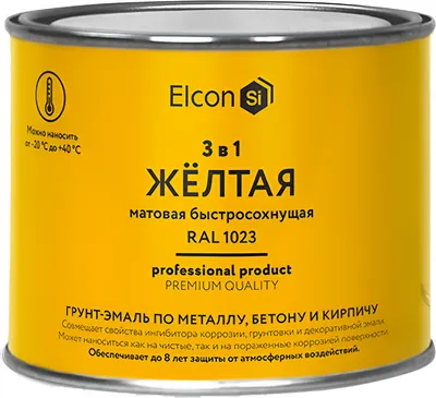 Грунт-эмаль Elcon По ржавчине 3в1 (400г, матовый желтый)