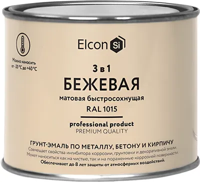Грунт-эмаль Elcon По ржавчине 3в1 (400г, матовый бежевый)