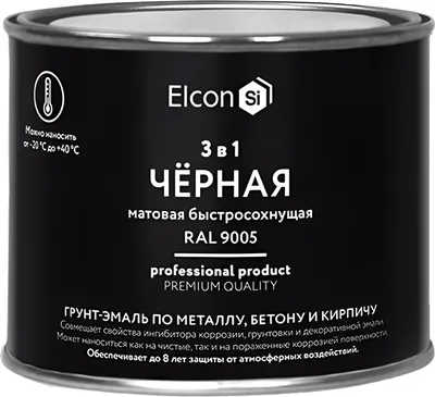 Грунт-эмаль Elcon По ржавчине 3в1 (400г, матовый черный RAL 9005)