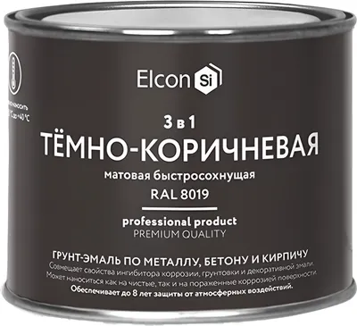 Грунт-эмаль Elcon По ржавчине 3в1 (400г, матовый темно-коричневый)