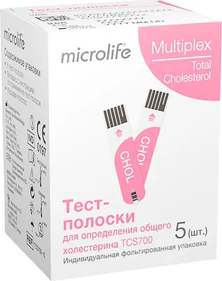 Тест-полоски для глюкометра Microlife Multiplex для определения общего холестерина 3 в 1 TCS700 (5шт)