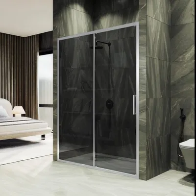 Душевая дверь MaybahGlass 195x105 / MGD-2073-5 (графит стекло/хром матовый)