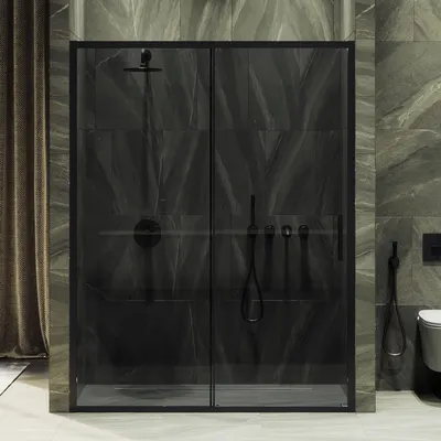 Душевая дверь MaybahGlass 195x125 / MGD-2081-6 (графит/черный)