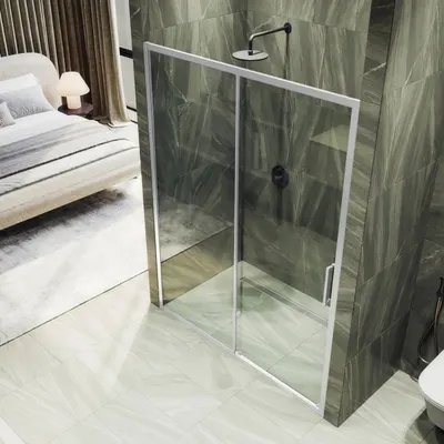 Душевая дверь MaybahGlass 195x190 / MGD-2108-5 (бесцветное стекло/хром матовый)