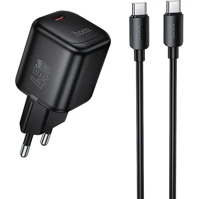 Зарядное устройство сетевое Hoco N84 Gan + кабель Type-C-Type-C (черный)