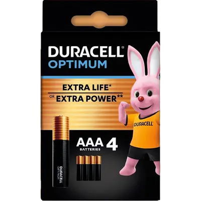 Комплект батареек Duracell Optimum AAA/LR03 MN 2400/4 Alkaline 1.5V (4шт)