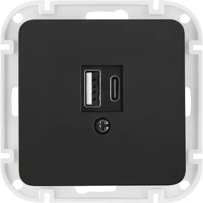 Розетка Sundays Electric USB-A и USB-C РП5-6561 (карбон)