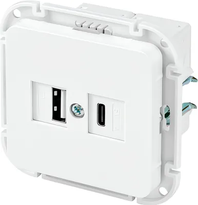 Розетка Sundays Electric USB-A и USB-C с двумя блоками питания РП5-6562 (белый)