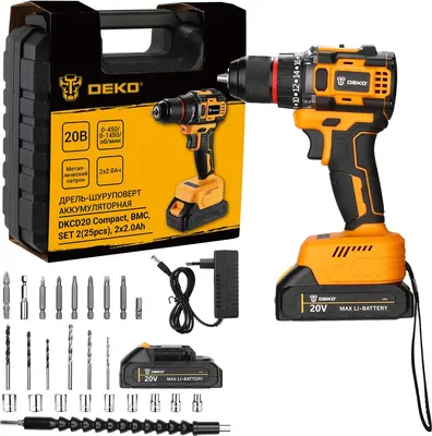 Аккумуляторная дрель-шуруповерт Deko DKCD20 Compact / 081-1192
