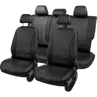 Комплект чехлов для сидений PSV Статус Hyundai Solaris I/Kia Rio III 2010-2017 г / 139293 (черный/отстрочка белая)