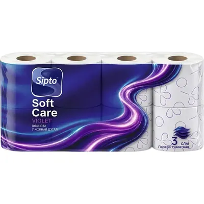 Туалетная бумага Sipto Soft Care Violet 3-х слойная (8рул)