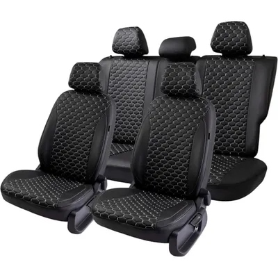 Комплект чехлов для сидений PSV Статус VW Polo V 2009-2020 г / 138834 (черный/отстрочка белая)