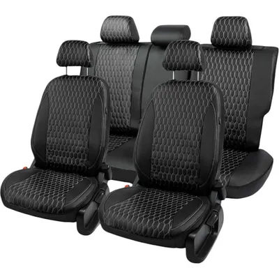 Комплект чехлов для сидений PSV Статус VW Polo V 2009-2020 г / 139347 (черный/отстрочка белая)