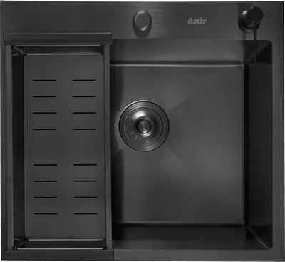 Мойка кухонная Astir Pro Decor Millet PVD Black 55x50B (с дозатором и корзиной)