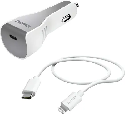 Автомобильное зарядное устройство Hama H-183317 USB-C 8-pin Lightning 30Вт 3A (белый)