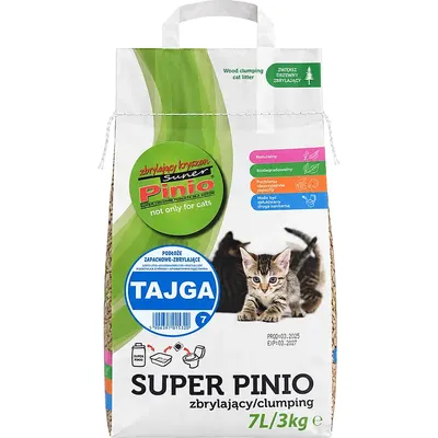 Наполнитель для туалета Super Pinio Kruszon Древесный комкующийся (7л, таежный лес)