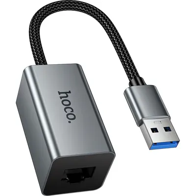 Адаптер Hoco UA48 USB в RJ45 (металлик)