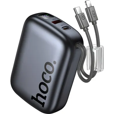 Портативное зарядное устройство Hoco Q55 10000mAh + 2 кабеля (металлик)