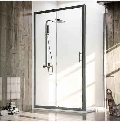 Душевой уголок Veconi RV-072B 100x70x190 / RV072B-10070-01-C4 (стекло прозрачное/черный)