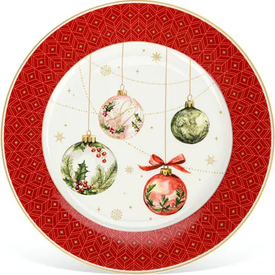 Тарелка столовая обеденная Fissman Christmas Balls 13344