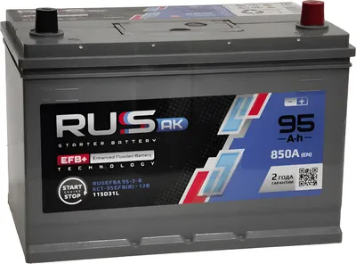 Автомобильный аккумулятор RUSAK EFB Asia 850А о.п. R+ / RUS95R.D31.EFB (95 А/ч)