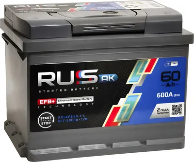 Автомобильный аккумулятор RUSAK EFB 600А п.п. L+ / RUS60L.L2.EFB (60 А/ч)