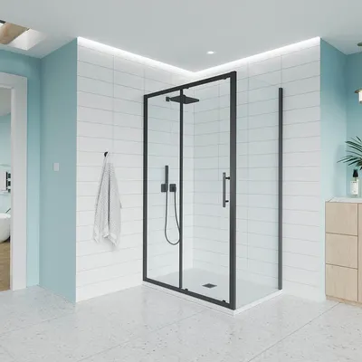 Душевой уголок Veconi Evo 120x90x195 / E1-SP-B-12090-01-C9 (стекло прозрачное/черный)