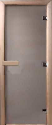 Стеклянная дверь для бани/сауны Doorwood Теплое утро 190x70 (сатин, коробка листва)