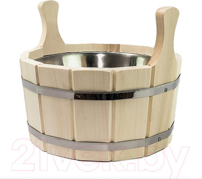 Шайка СаунаОпт С нержавеющей вкладкой двуручная / ШДН-12  (12л)