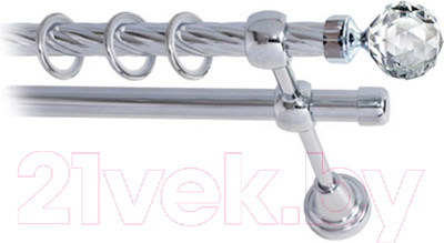 Карниз для штор Lm Decor Кристал 130 2р витой (хром, 3м)