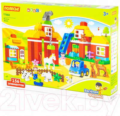 Конструктор Полесье Весёлая ферма Макси / 77592 (156эл)