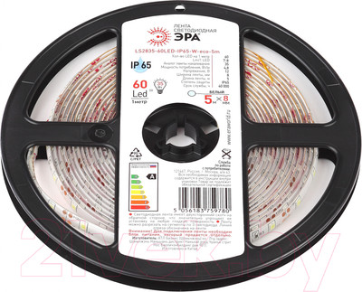 Светодиодная лента ЭРА LS2835-60LED-IP65-W-eco-5m / Б0035590