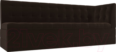 Скамья кухонная мягкая Лига Диванов Бриз 209 / 100380 правый (вельвет, коричневый)
