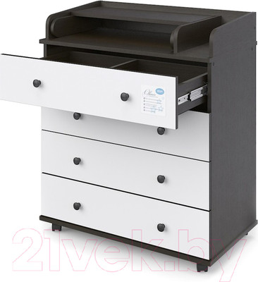 Комод пеленальный Атон Орион 804 Oliver ЛДСП (с шариковыми направляющими, венге/белый)