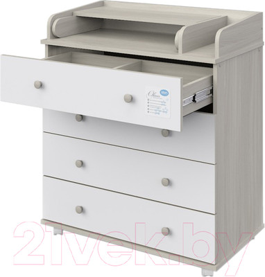 Комод пеленальный Атон Орион 804 Oliver ЛДСП (шимо светлый/белый)