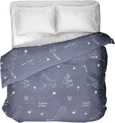 Пододеяльник Samsara Коты на синем фоне 147По-6