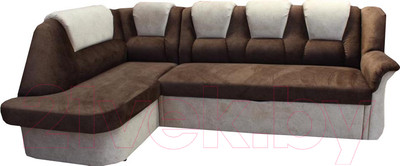 Диван угловой Уладар Омега-2 (велюр коричневый/бежевый)