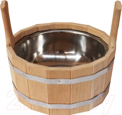 Шайка СаунаОпт С нержавеющей вкладкой двуручная / ШДН-7 (7л)