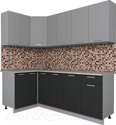 Кухонный гарнитур Интерлиния Мила Лайт 1.2x2.1 (серебро/антрацит/опал светлый)