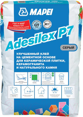 Клей для плитки Mapei Adesilex P7 (25кг, серый)